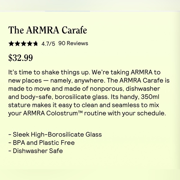 ARMRA Glass Carafe 350ml - Picture 2 of 6